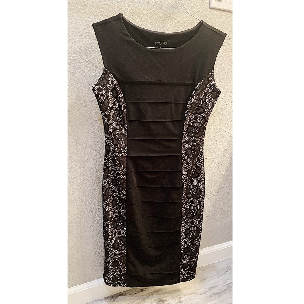 Black short dress with lace details